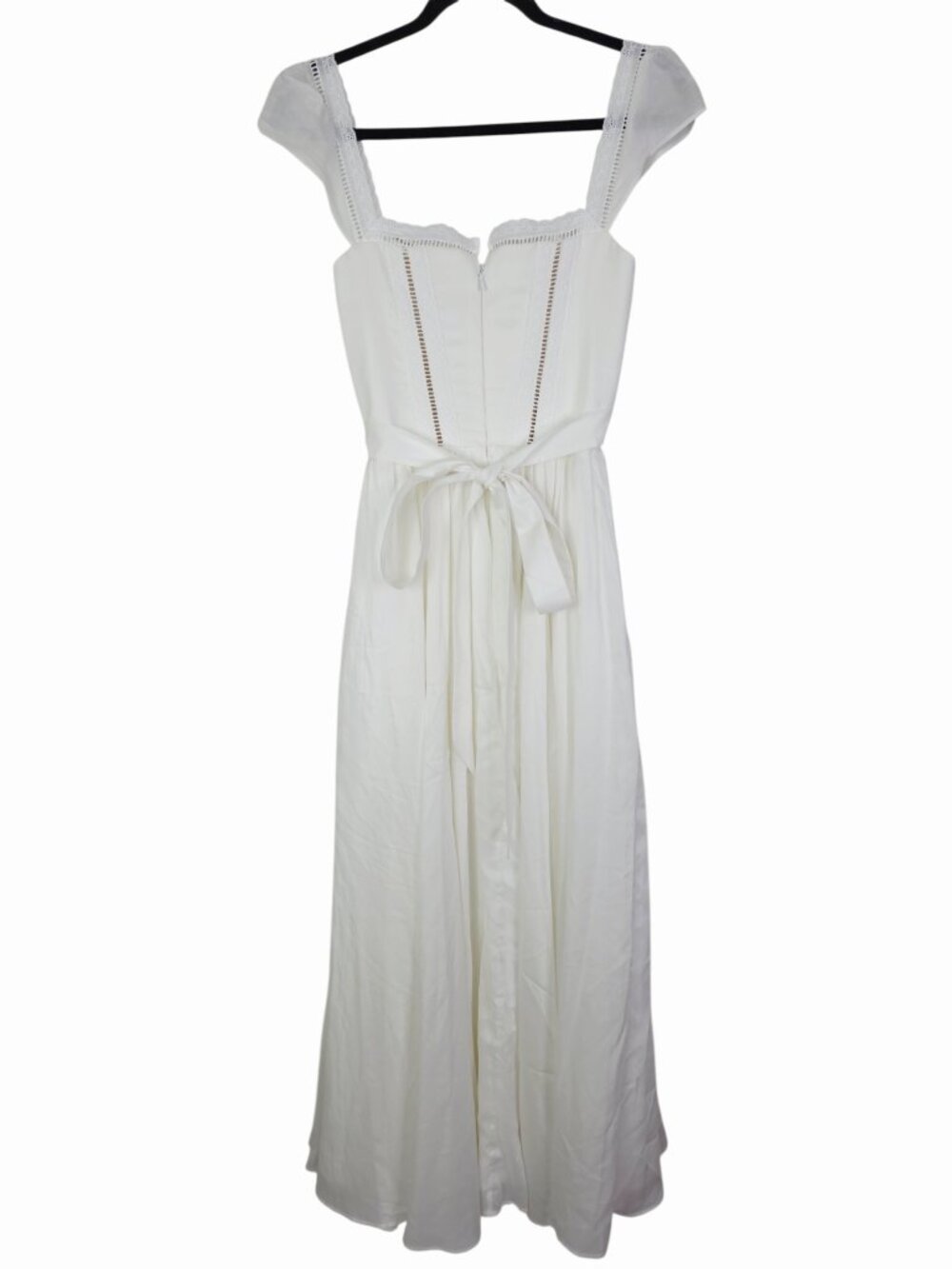 House of CB Thea Dress White Voile Broderie Anglais Lace Trim Midi Size XS - Picture 7 of 12